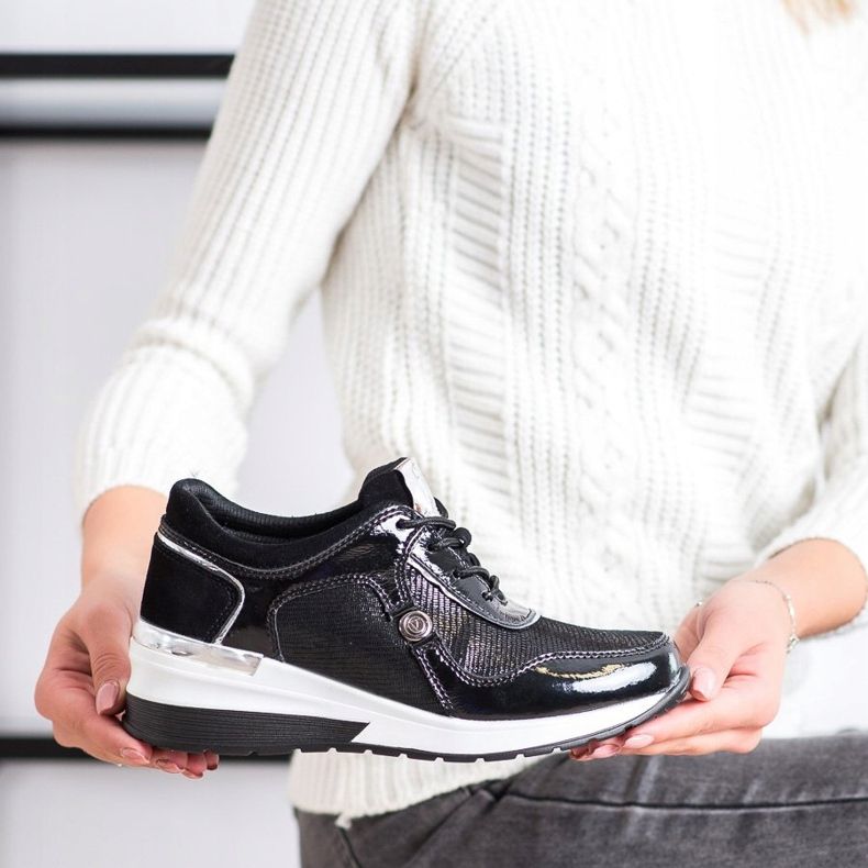 VINCEZA bőr cipők fekete 2