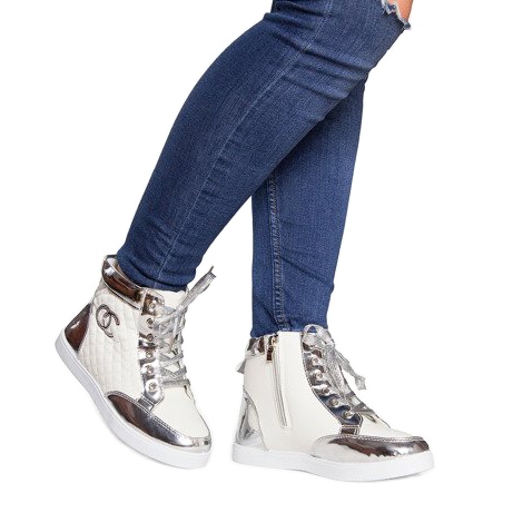 Magasszárú cipők R17 Fehér ezüst 1