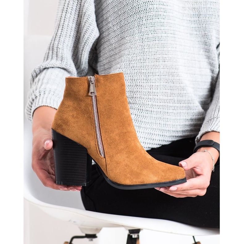 Marquiz Meleg csizma dekoratív cipzárral bézs sárga 1