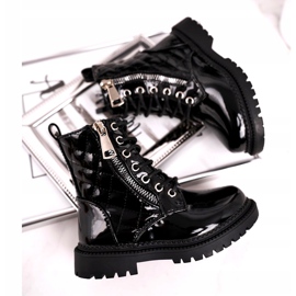 FRROCK A szőrmével felmelegített gyermekcsizma, a lakkozott fekete azt mondja 2