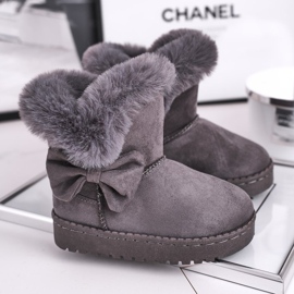 FRROCK Szürke Vella gyerek hócsizma szőrme masnival 1