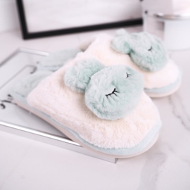 Női szőrme papucs világos zöld nyúl rózsaszín 2 Női szőrme papucs világos zöld nyúl rózsaszín 2