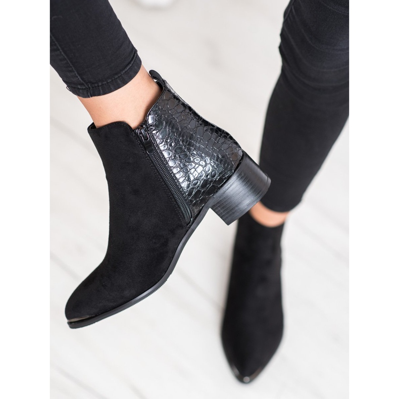 Kayla Stílusos csizma alacsony oszlopon fekete 2