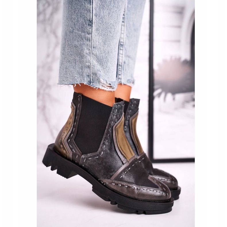 Női bőr Jodhpur csizma Maciejka Grey 04634-03 bézs barna szürke 2