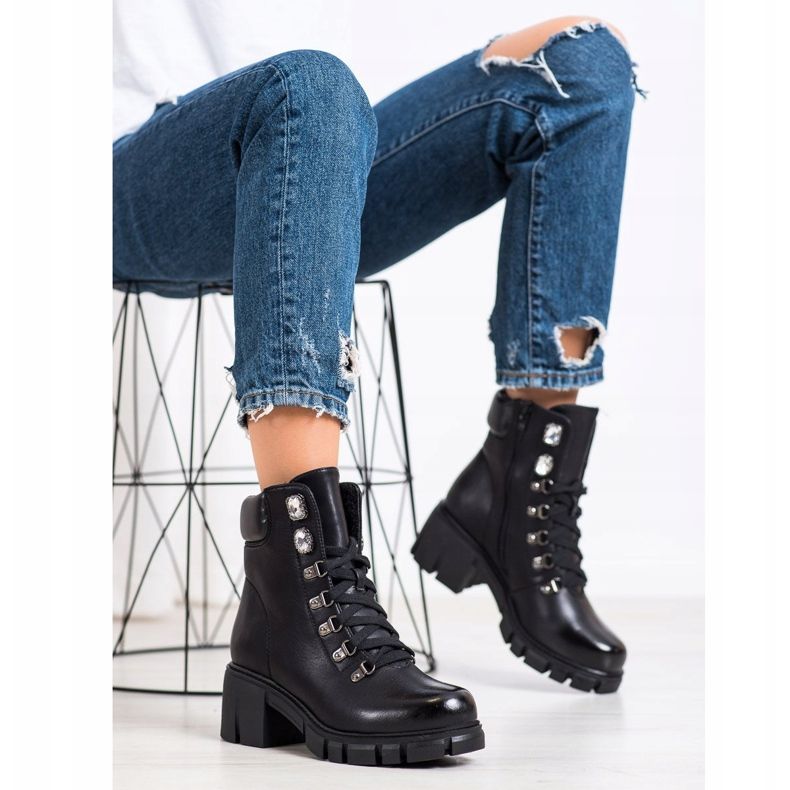 Ideal Shoes Öko bőr dolgozók fekete 1