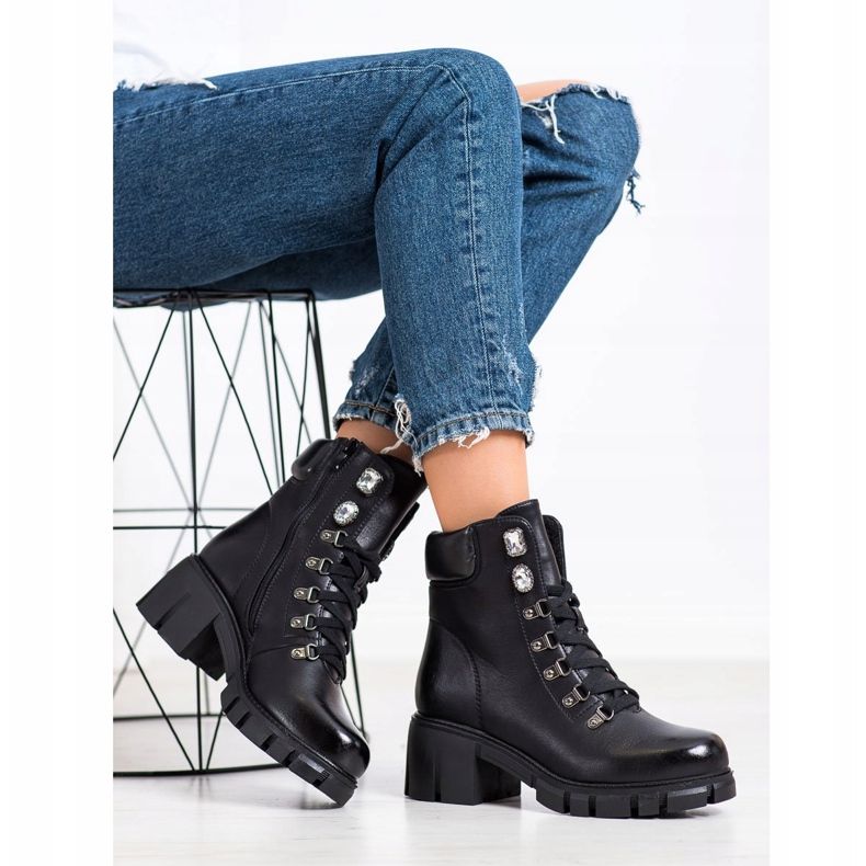 Ideal Shoes Öko bőr dolgozók fekete 2