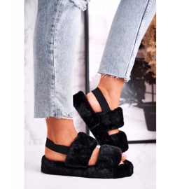 FJ1 Női papucs a platformon Fur Black Cotton Candy fekete 2