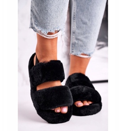 FJ1 Női papucs a platformon Fur Black Cotton Candy fekete 1