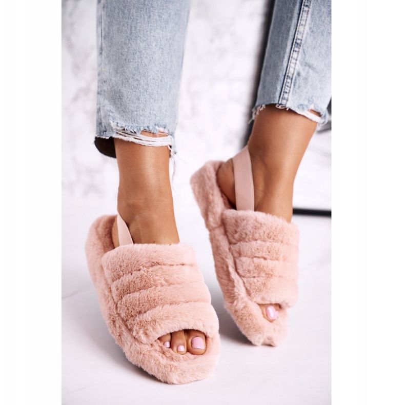 FJ1 Női papucs a szőrme-narancs hópehely platformon narancssárga 2