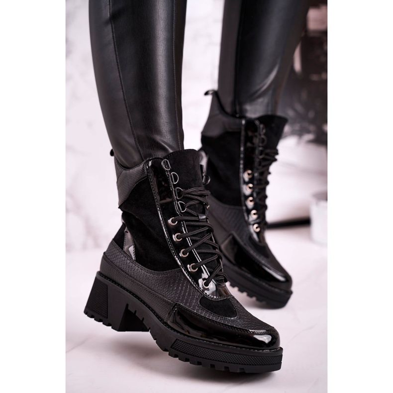 Csizma Munkások Melegített Fekete Állatnyomtatás Helena 2