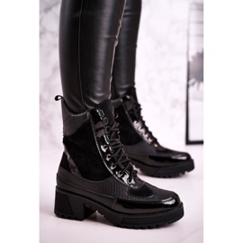 Csizma Munkások Melegített Fekete Állatnyomtatás Helena 1