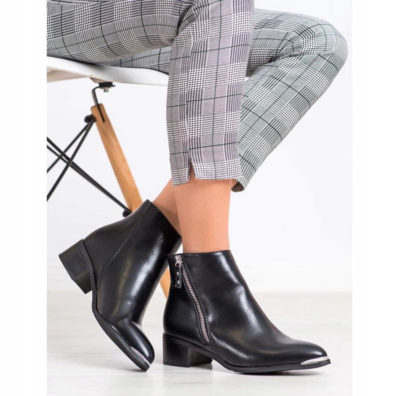 Kayla Stílusos csizma cipzárral fekete ezüst 1