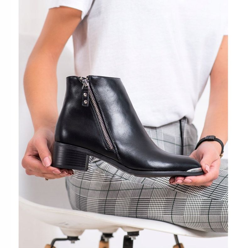 Kayla Stílusos csizma cipzárral fekete ezüst 2