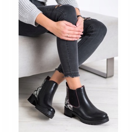 SHELOVET Kényelmes Snake Print csizma fehér fekete 1