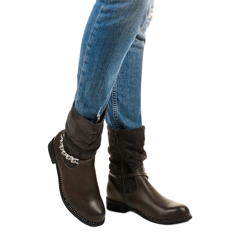 Szürke lapos bokacsizma Petgell cipzárral 1 Szürke lapos bokacsizma Petgell cipzárral 1