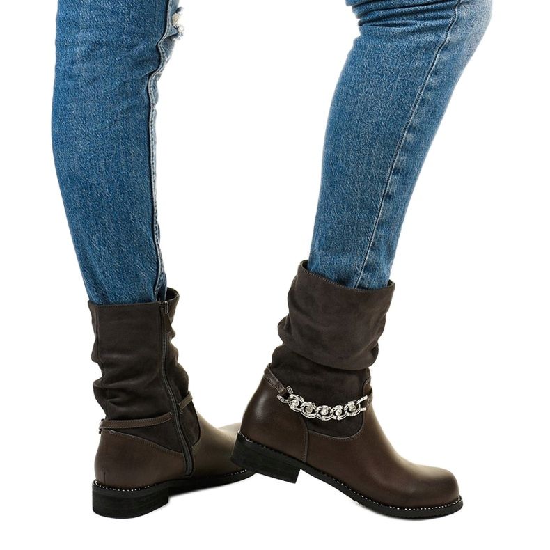 Szürke lapos bokacsizma Petgell cipzárral 2 Szürke lapos bokacsizma Petgell cipzárral 2