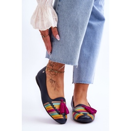 Maciejka bőr balerinák karimákkal, tengerészkék 04016-17 sokszínű 1