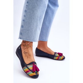 Maciejka bőr balerinák karimákkal, tengerészkék 04016-17 sokszínű 2 Maciejka bőr balerinák karimákkal, tengerészkék 04016-17 sokszínű 2