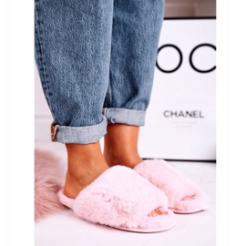 Női rózsaszín szőrme papucs édes 1