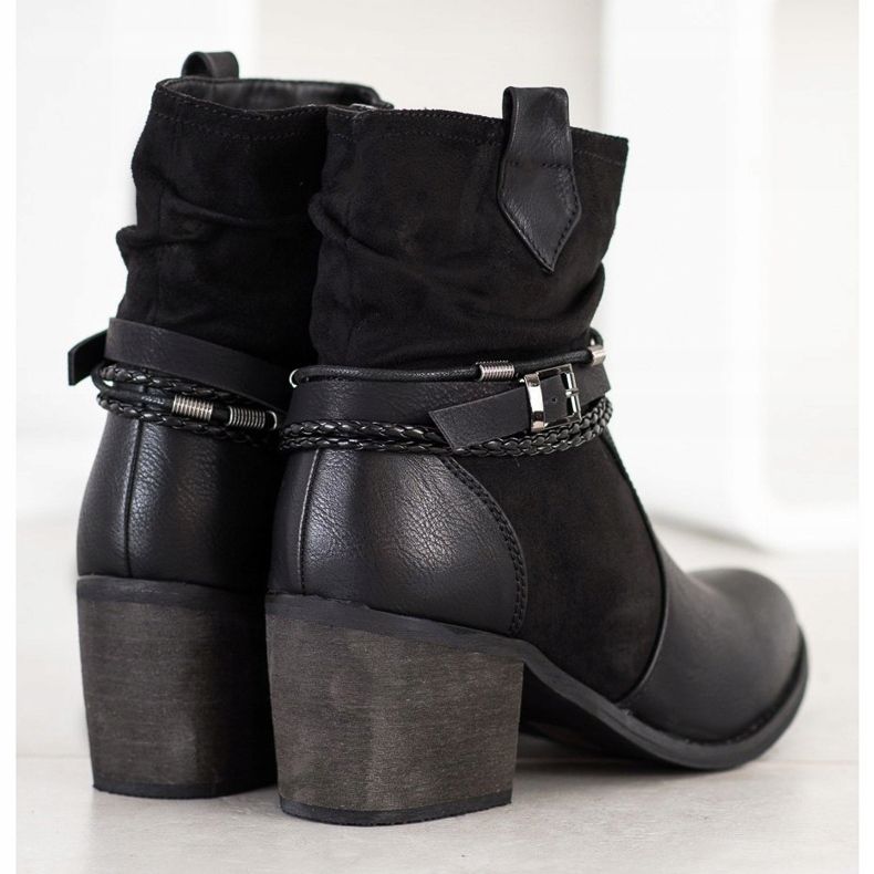 SHELOVET Csizma dekoratív csíkokkal fekete 1