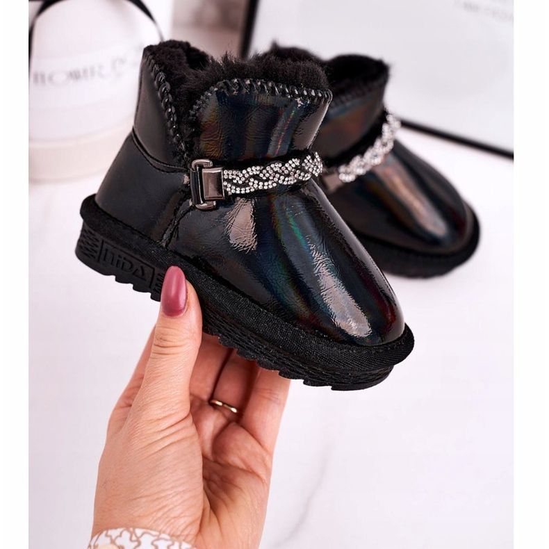 Apawwa Gyermek hócsizma szőrmével benzin Fekete hercegnő 1