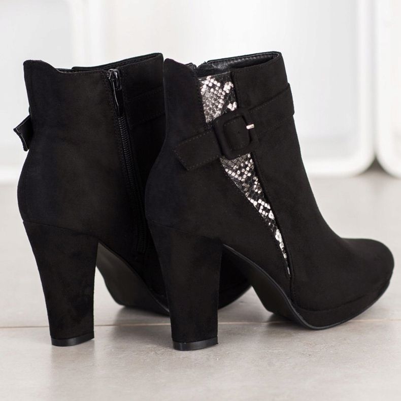 SHELOVET Snake Print magas sarkú csizma fekete szürke 1 SHELOVET Snake Print magas sarkú csizma fekete szürke 1