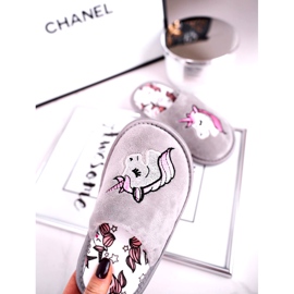 Gyermek szürke egyszarvú papucs egyszarvúval rózsaszín ezüst 2