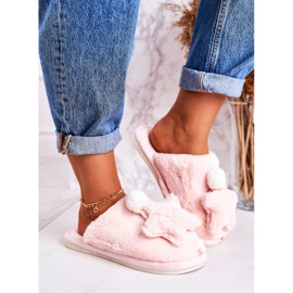 Női papucs szőrmével és csillaggal Világos rózsaszín éjszakai éjszaka 2