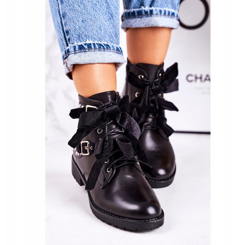 SEA Női meleg csizma csattal és szalaggal Fekete különleges 2