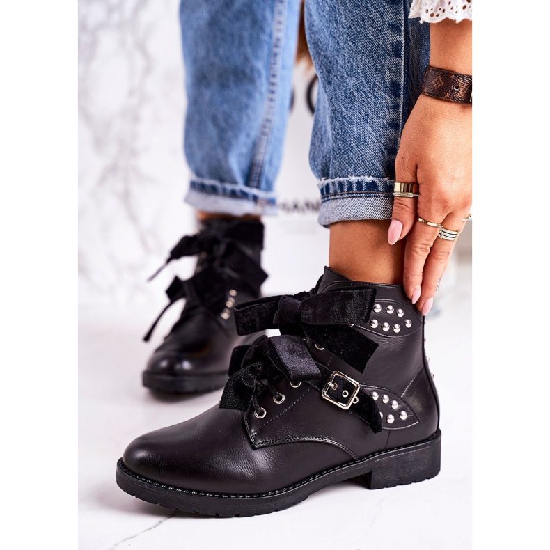 SEA Női meleg csizma csattal és szalaggal Fekete különleges 1