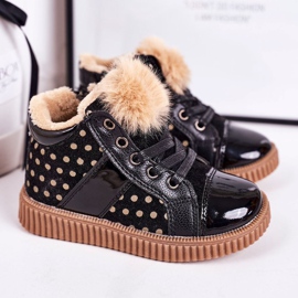 Linshi Gyermek meleg csizma cipők pöttyös fekete Anastasia 1