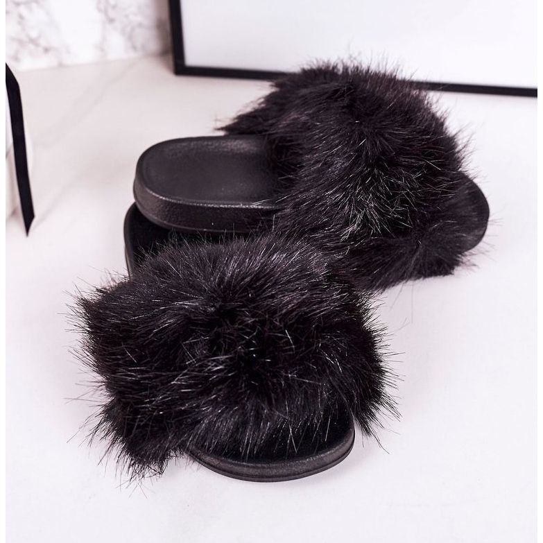 PS1 Gyermek Fekete Fashionista Fur papucs 1