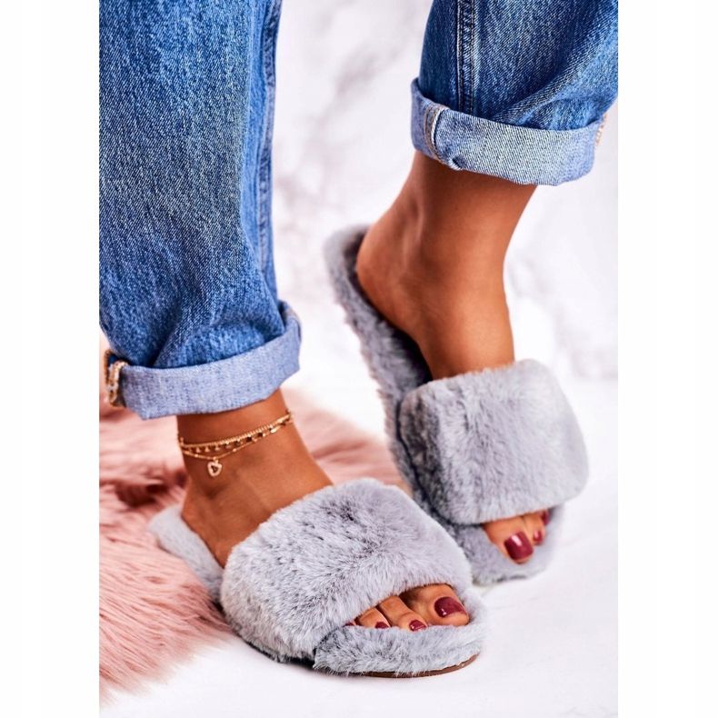FRJ Női szürke szőrme papucs Szürke hideg napok 1