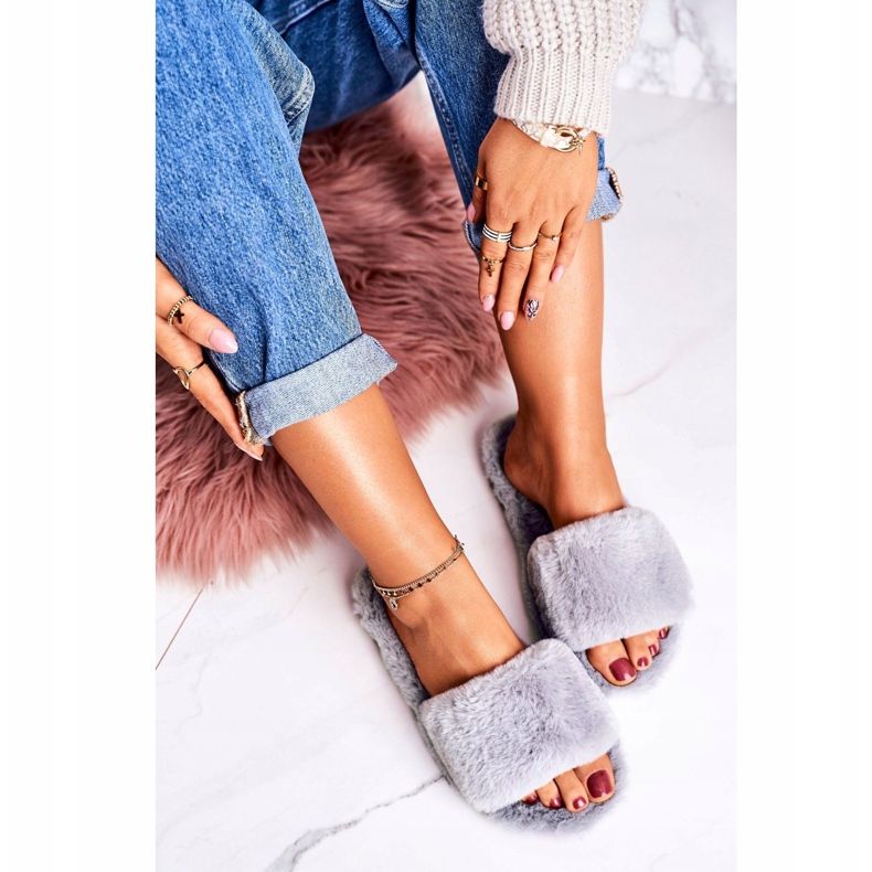 FRJ Női szürke szőrme papucs Szürke hideg napok 2