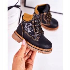 PL1 Gyermek meleg csizma Csapda Fekete Bobby gumi talp narancssárga 2