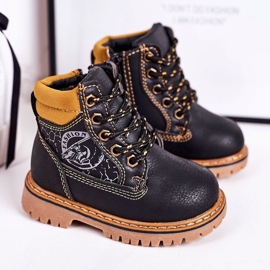 PL1 Gyermek meleg csizma Csapda Fekete Bobby gumi talp narancssárga 1