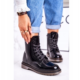 Női meleg csizma lakkozott csizma Black Thunder fekete 1