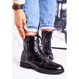 PJ1 Klasszikus női meleg csizma, lakkozott fekete egyszerűség 2