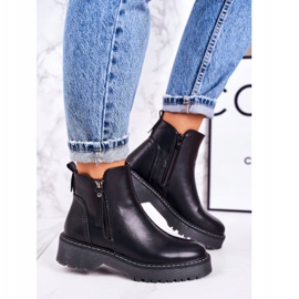 PJ1 Női meleg csizma egy gumitalpú fekete holdúton 2