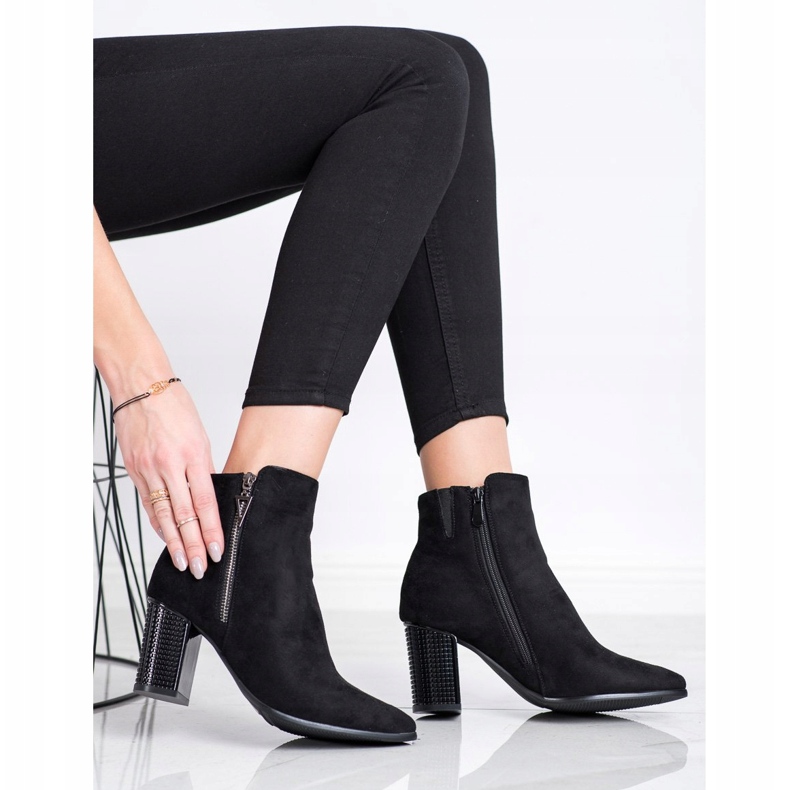 SHELOVET Stílusos csizma dekoratív sarokkal fekete 2