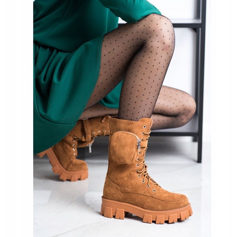 Seastar Velúr csizma zsebbel barna sárga 1