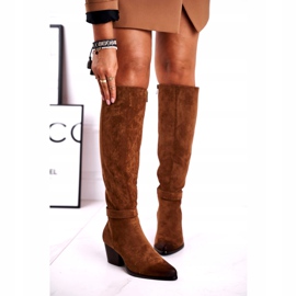 Vinceza Női csizma sarkán Suede Brown Nevermind barna 3