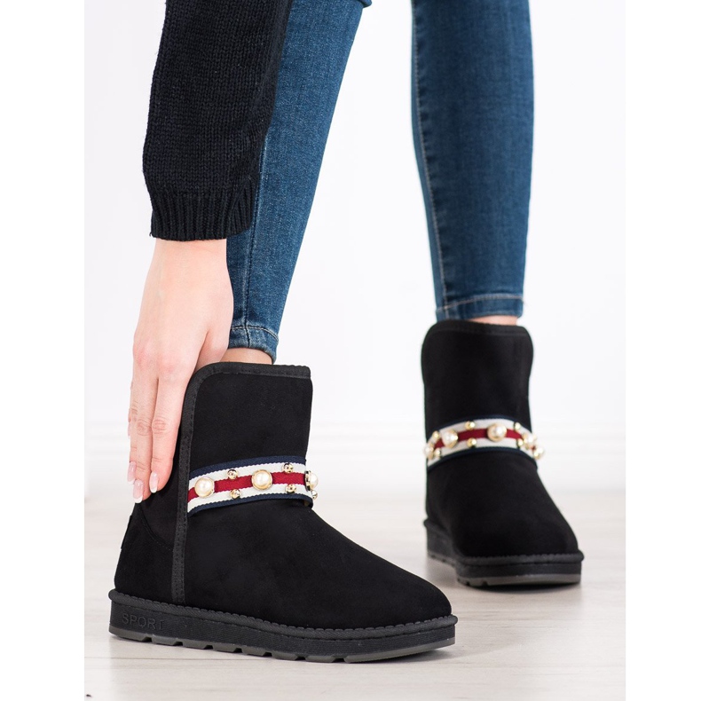 Bona Mukluki Díszcsíkkal fekete 1