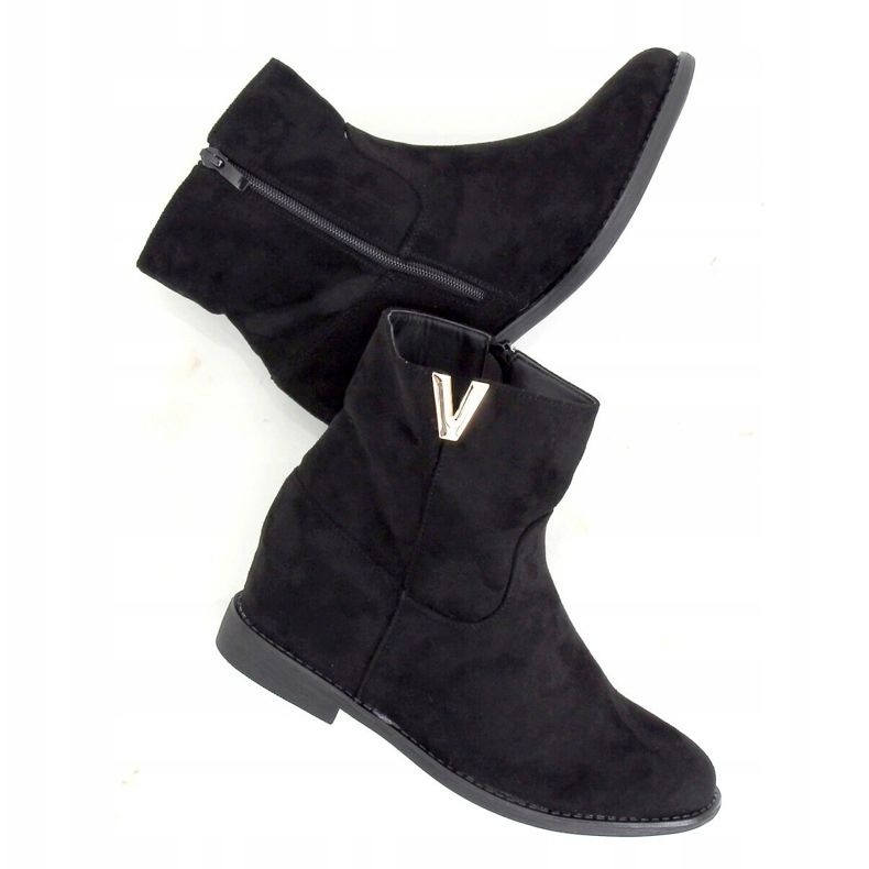 Fekete ZT1013 Fekete csizma rejtett ék sarkán 1