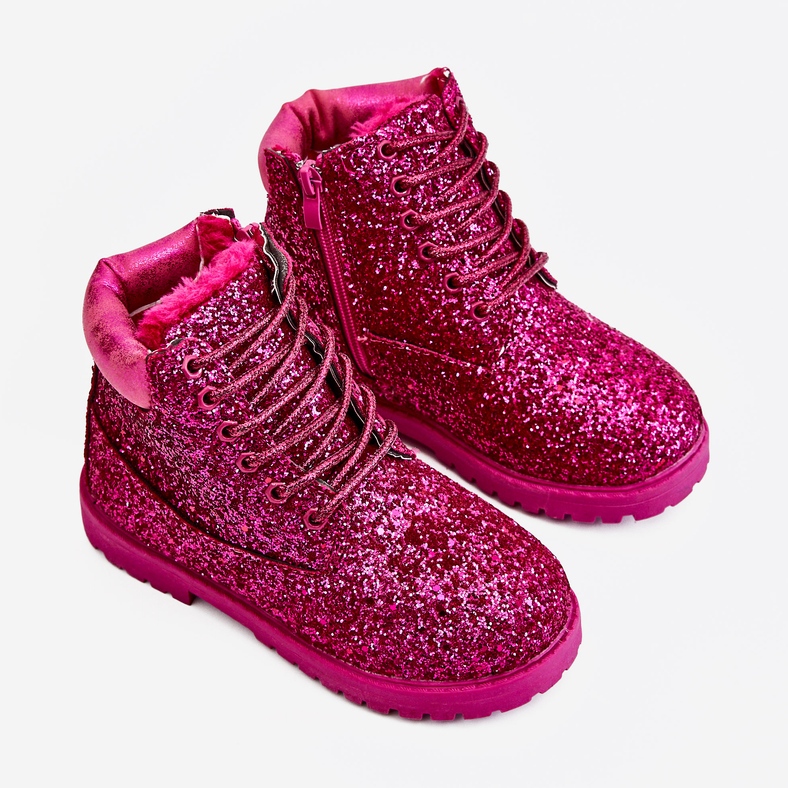 BM Gyerekek Brocade Warm Boots Trappers Fuchsia Mermaid rózsaszín rózsaszín 2