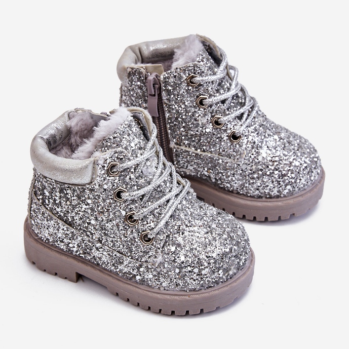 Gyerekek Brocade Warm Boots Trappers Silver Mermaid ezüst 1 Gyerekek Brocade Warm Boots Trappers Silver Mermaid ezüst 1