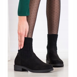 SHELOVET Csúsztatható velúr csizma fekete 2