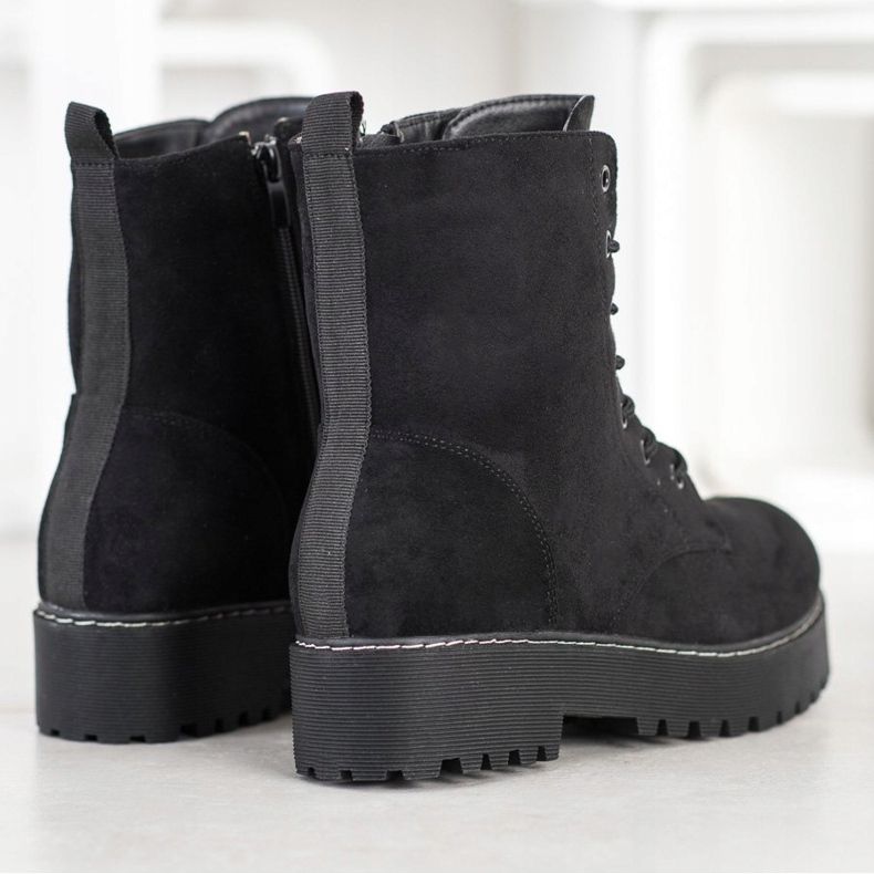 SHELOVET Suede Trappers a platformon fekete 1 SHELOVET Suede Trappers a platformon fekete 1