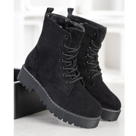 SHELOVET Suede Trappers a platformon fekete 2