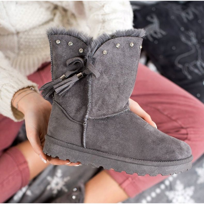 SHELOVET Szürke Mukluki köbös cirkónium -dioxiddal 2